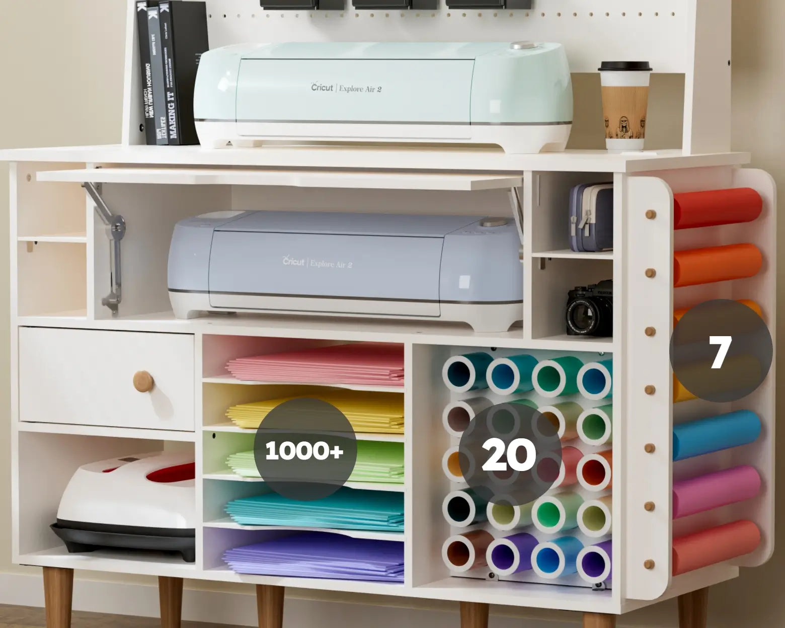 Crafit Folding Craft Storage Cabinet with Pegboard for Cricut