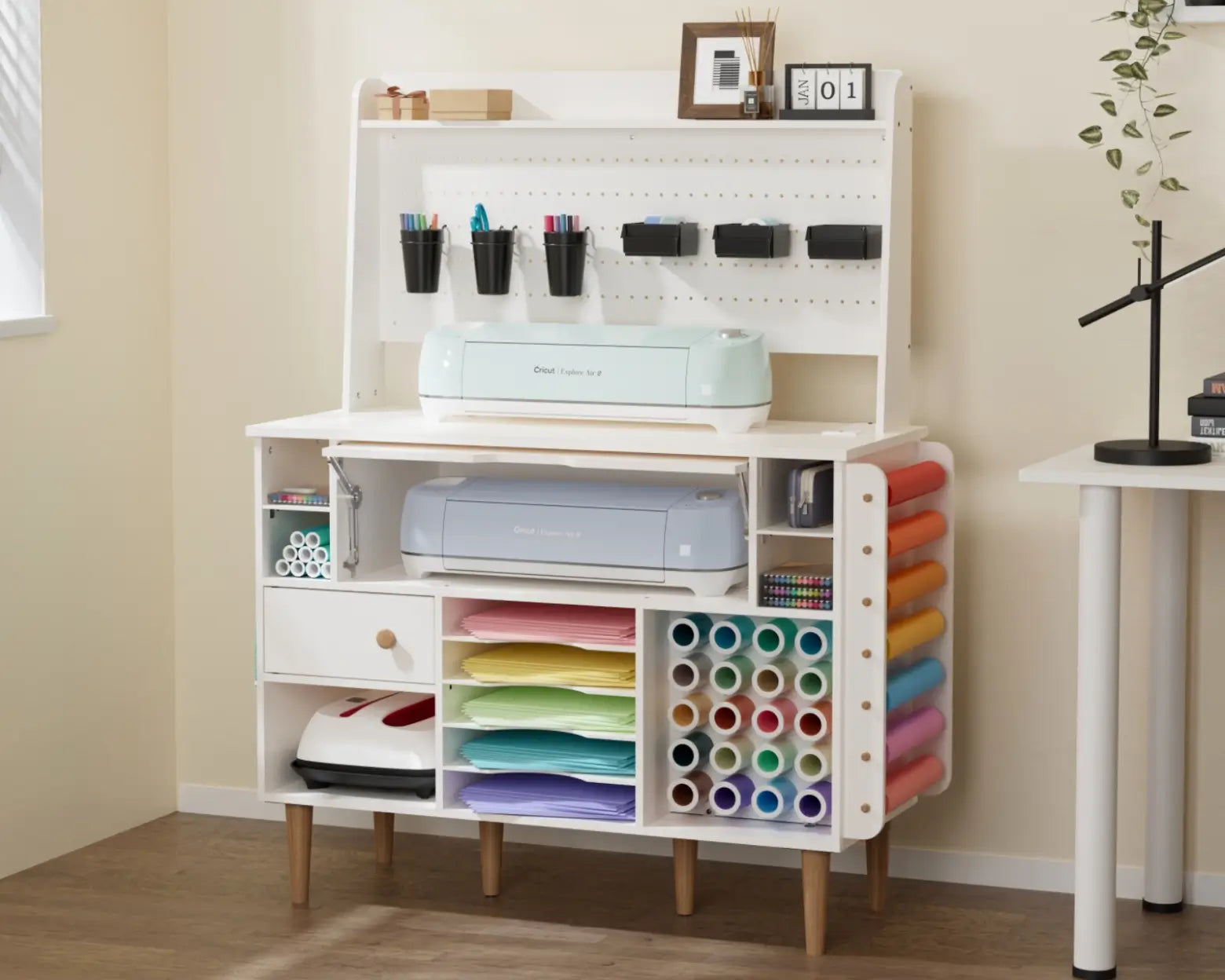 Crafit Folding Craft Storage Cabinet with Pegboard for Cricut