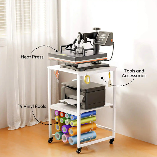 2 - Tier Craft Storage Cart for Heat Press - Crafit