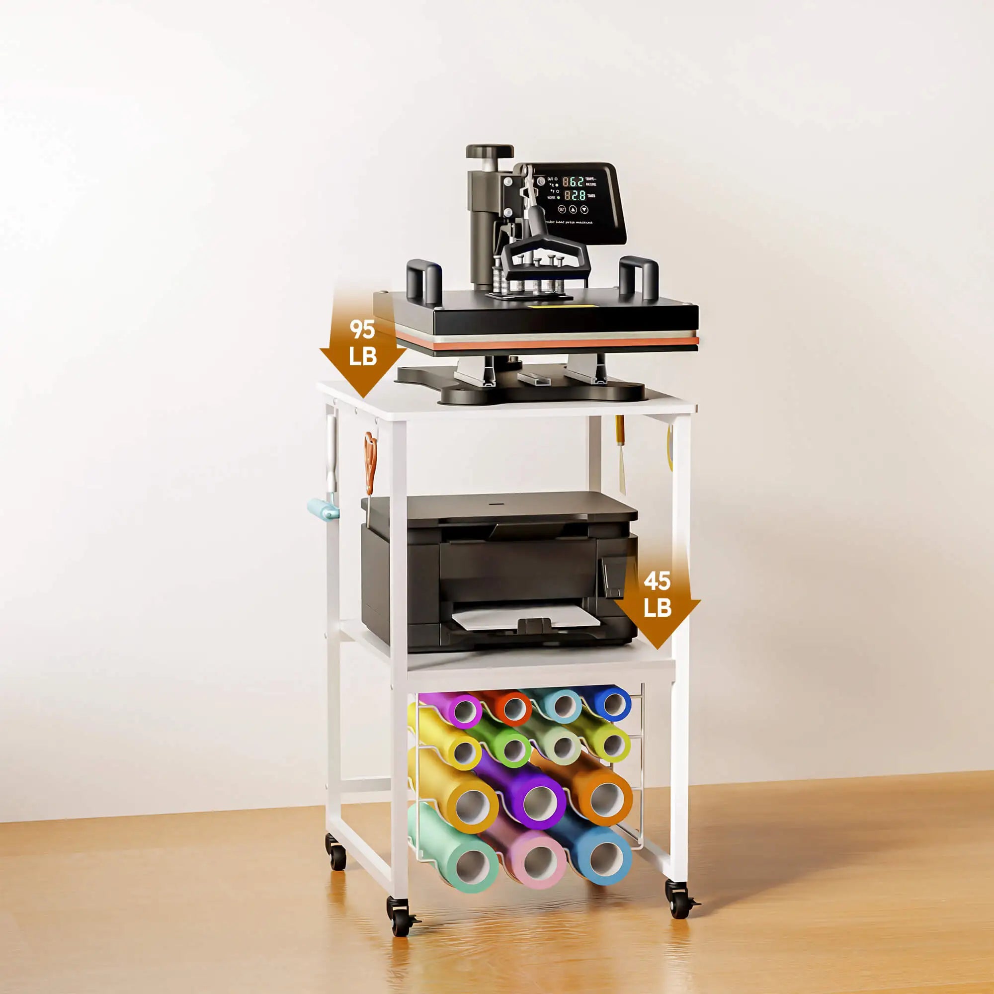 2 - Tier Craft Storage Cart for Heat Press - Crafit