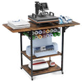 Load image into Gallery viewer, Crafit 3-Tier Rolling Craft Storage Workbench with Foldable Sides for Heat Press brown
